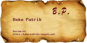 Beke Patrik névjegykártya